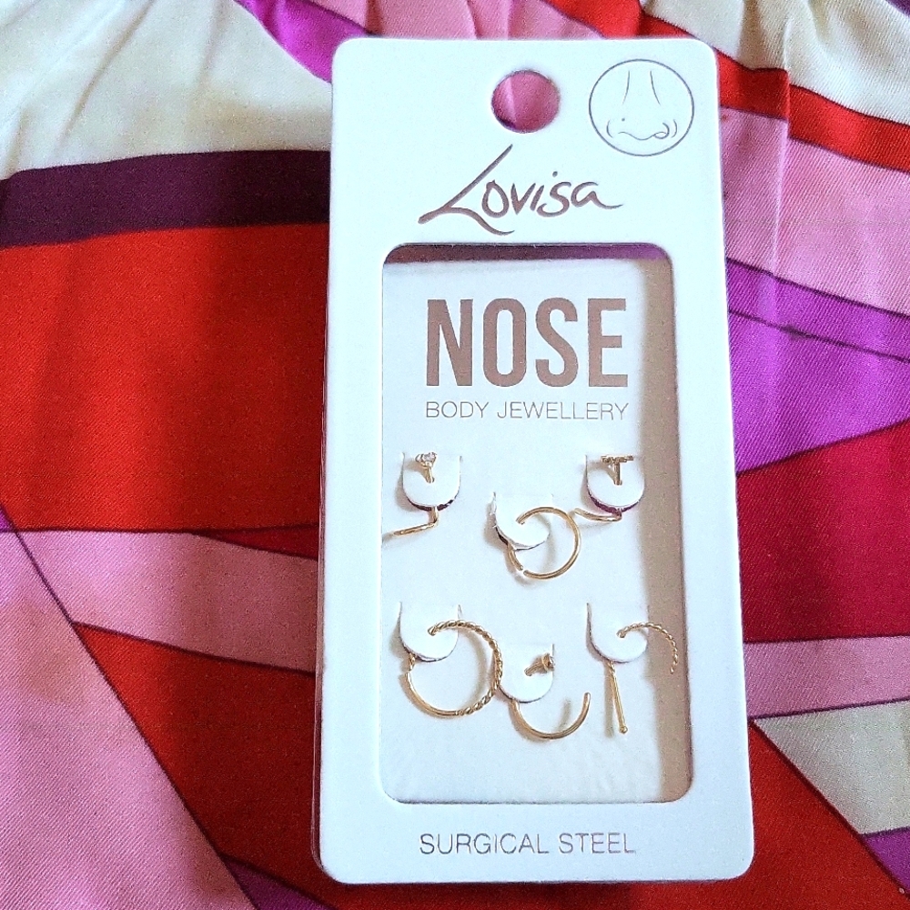 BRAND NEW 🏷Gold Plated Surgical Steel Nose Ring 6-Pack